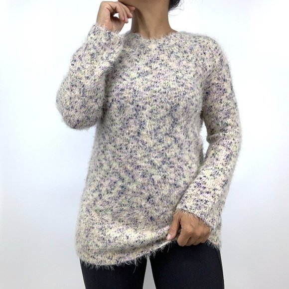 Lou & Grey Sweater Speckled Metallic Fuzzy Knit Long Sleeve - Picture 2 of 10